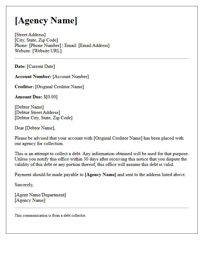 Debt Collection Agency Letterhead