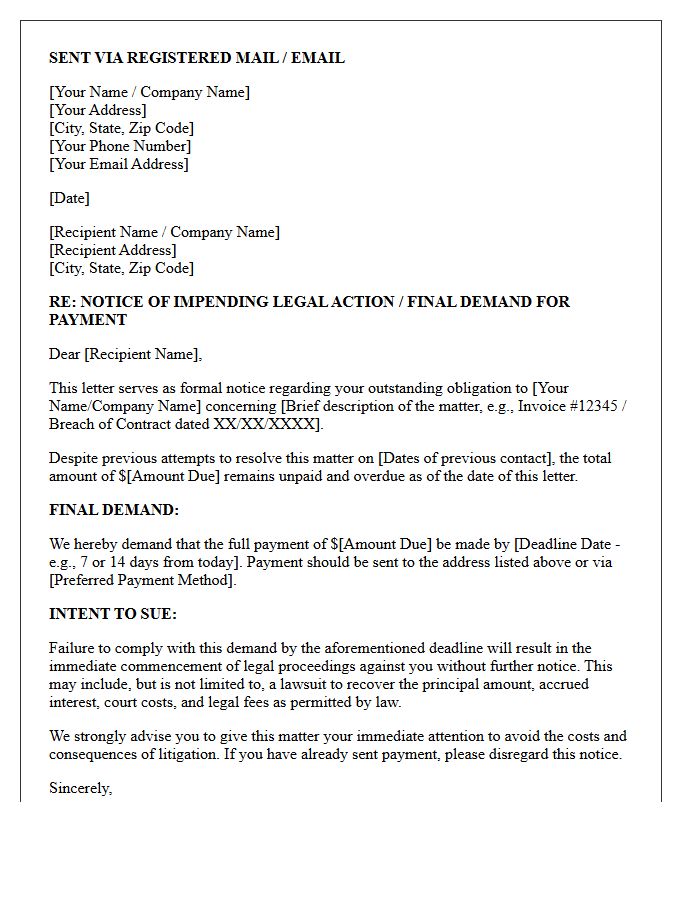 Notice Of Impending Legal Action