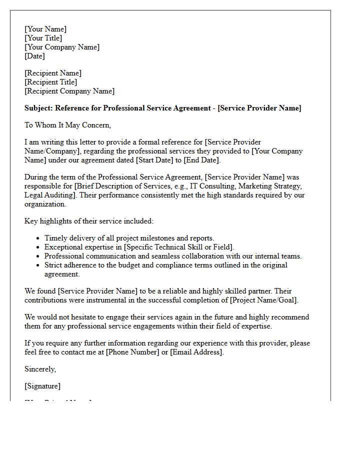 Original Professional Service Agreement Reference