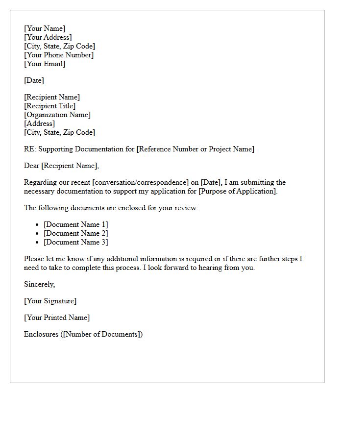 Supporting Documents Enclosed With Letter