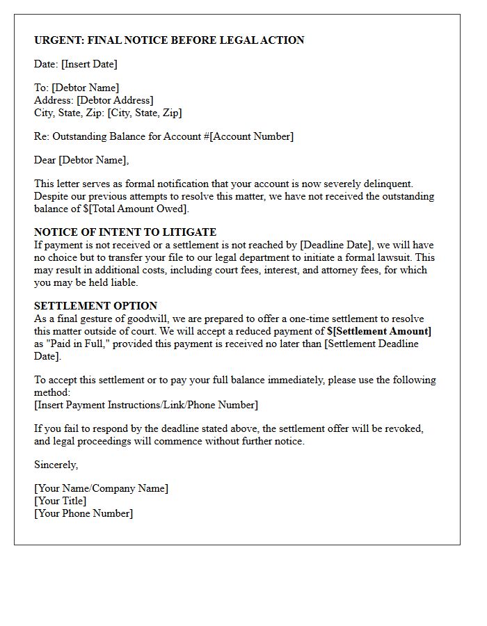 Final Legal Action Warning Letter With Settlement Option