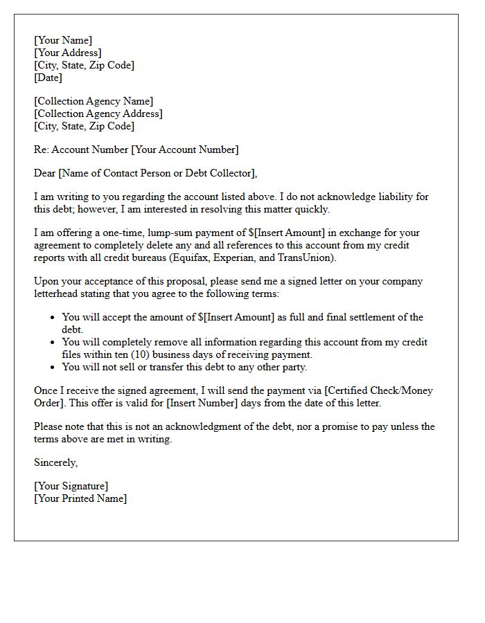 Initial Pay for Delete Debt Settlement Offer Letter