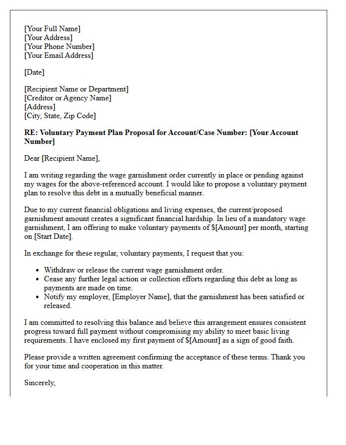 Voluntary Payment Plan Wage Garnishment Resolution Letter
