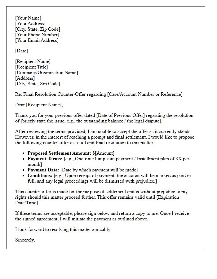 Final Resolution Counter-Offer Letter