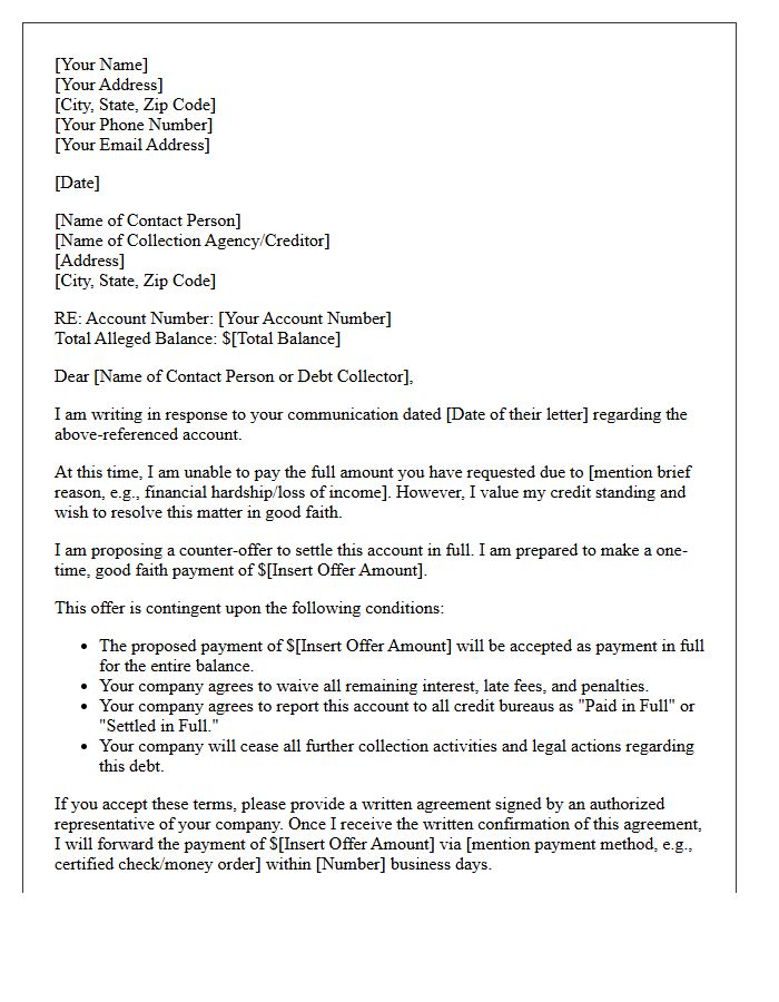 Good Faith Payment Counter-Offer Letter