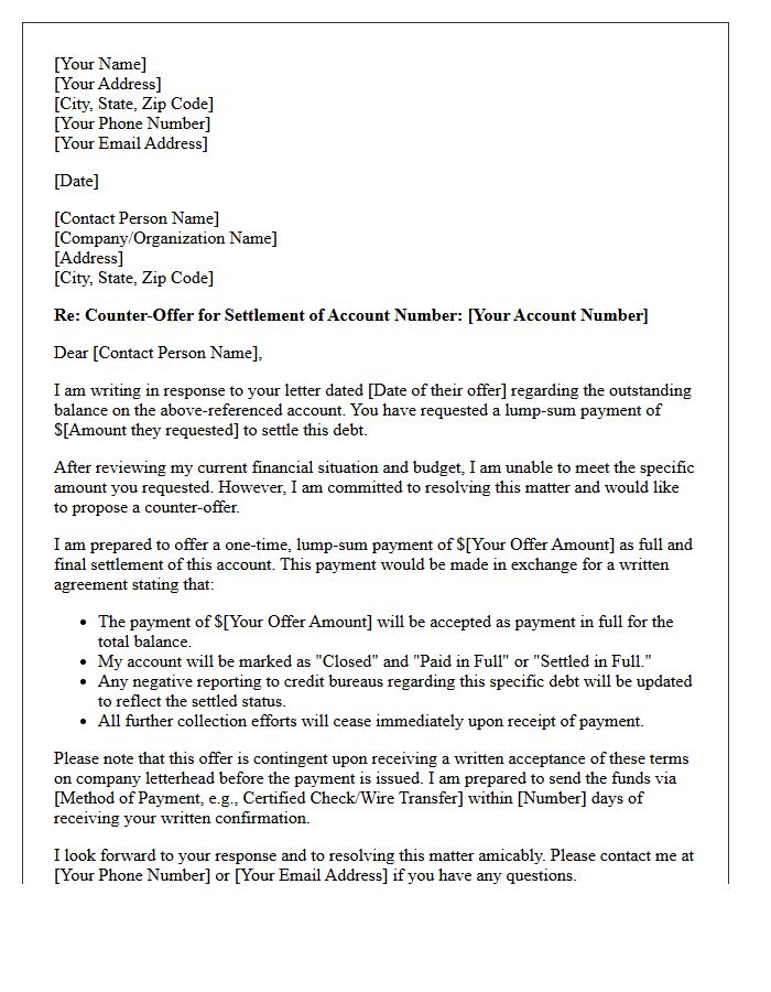 Lump-Sum Payment Counter-Offer Letter