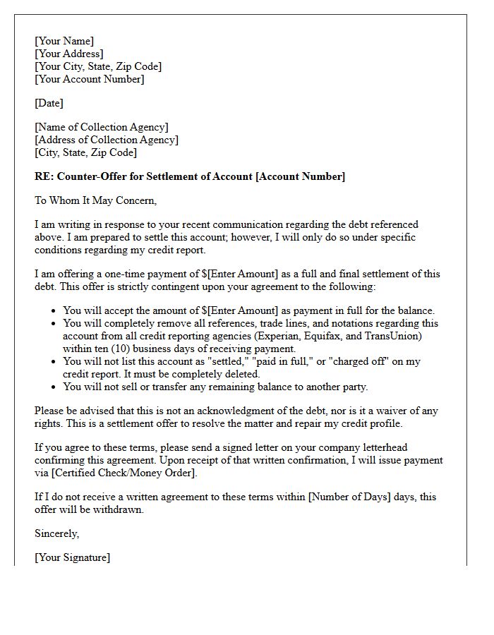 Pay-For-Delete Counter-Offer Letter