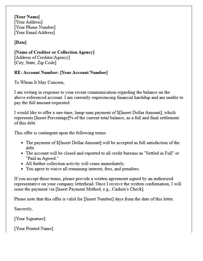 Reduced Percentage Settlement Counter-Offer Letter