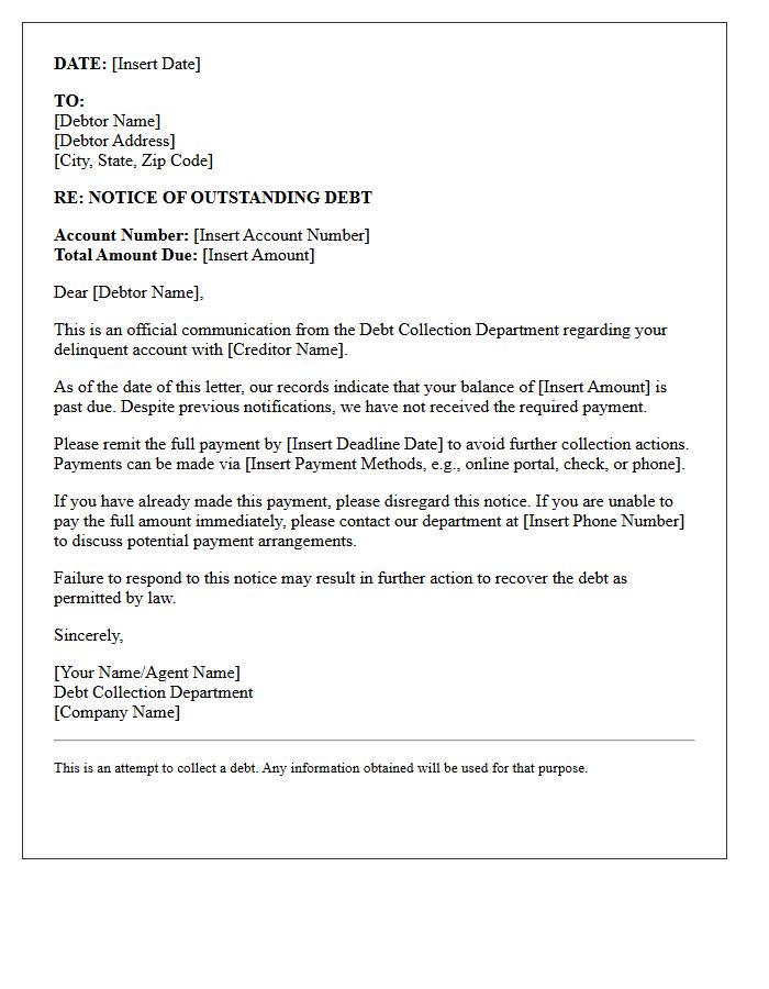Official Communication From The Debt Collection Department