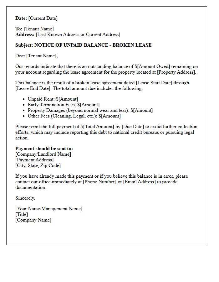 Records Indicate An Unpaid Balance From A Broken Lease
