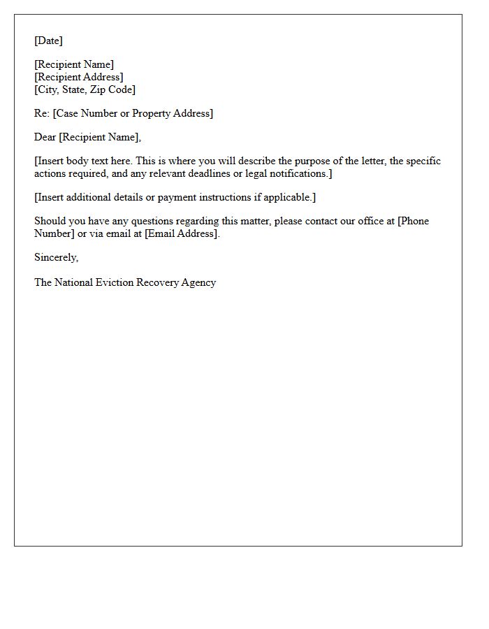 Sincerely The National Eviction Recovery Agency