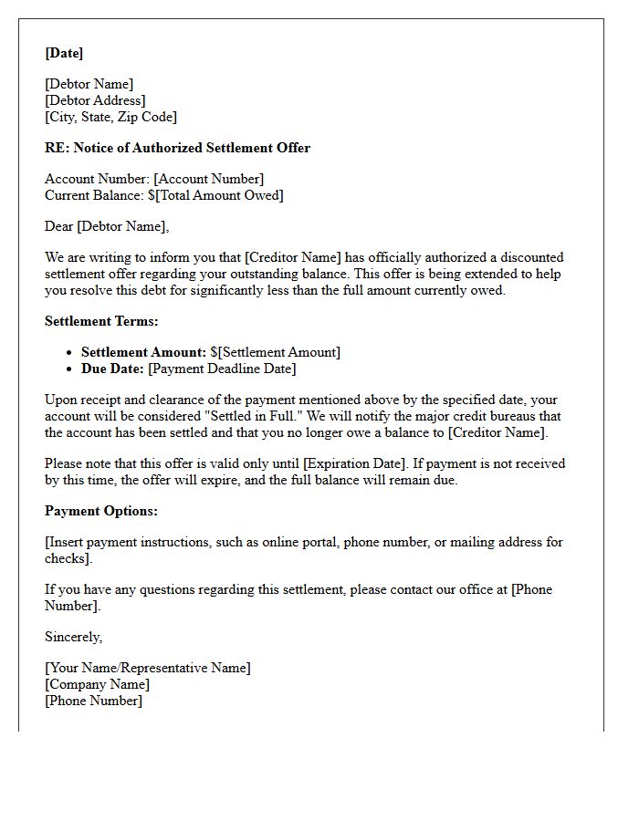 The Creditor Has Authorized A Discounted Settlement Offer