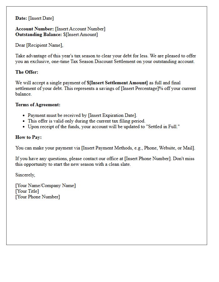 Exclusive Tax Season Discount Settlement Letter