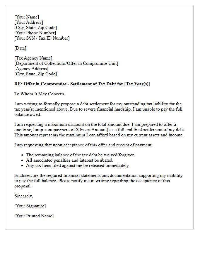 Maximum Discount Tax Refund Debt Settlement Letter