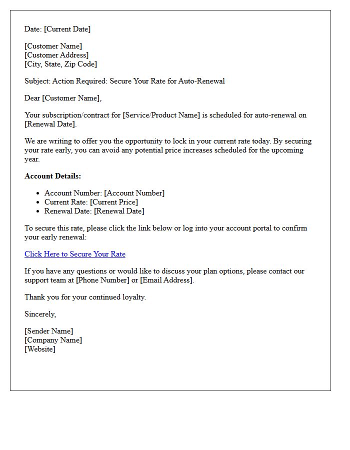 Secure Your Rate Early Auto Renewal Letter