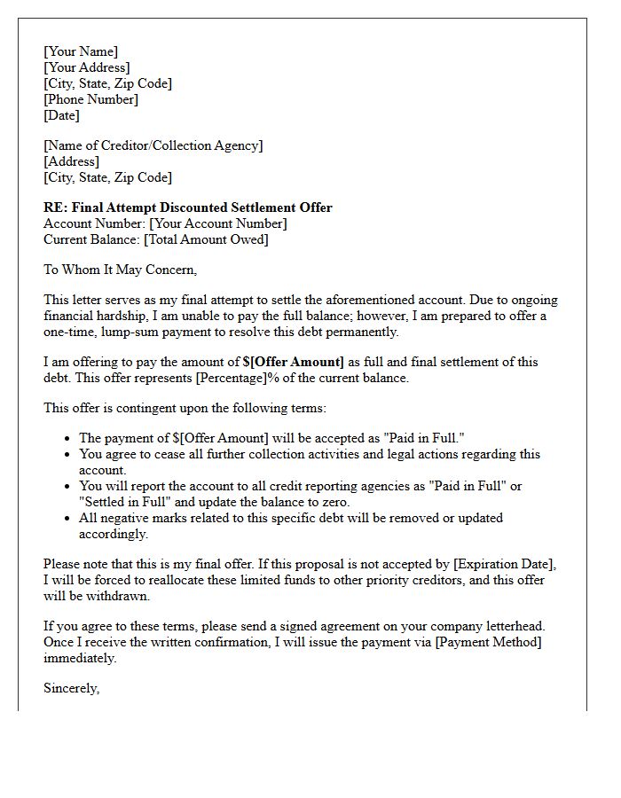 Final Attempt Discounted Settlement Offer Letter