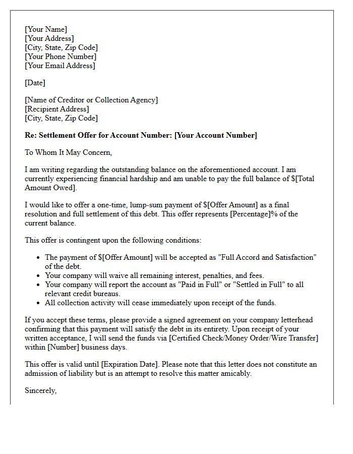 Final Resolution Discounted Settlement Offer Letter