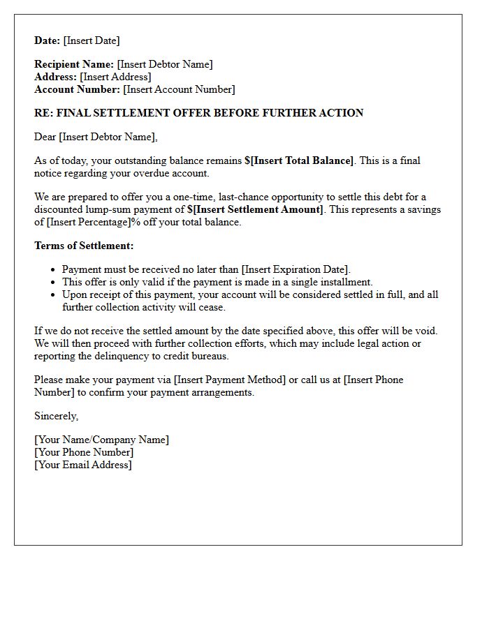 Last Chance Discounted Payment Settlement Letter