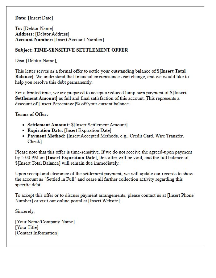 Time-Sensitive Discounted Settlement Offer Letter