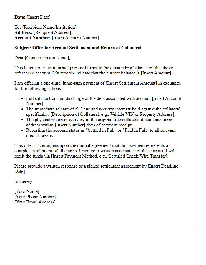 Collateral Return and Account Settlement Offer Letter