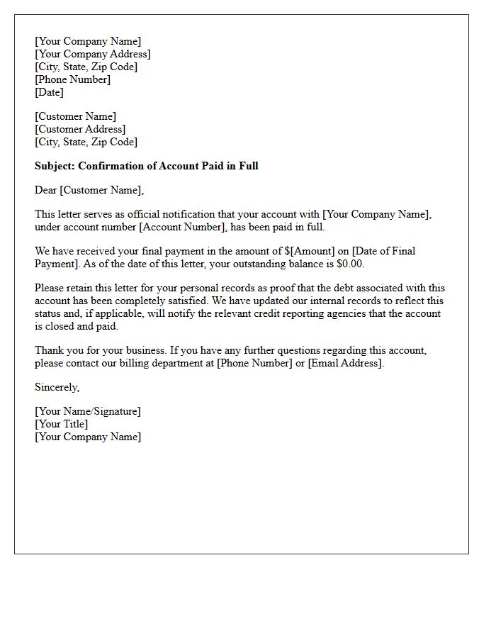 Account Paid In Full Confirmation Letter