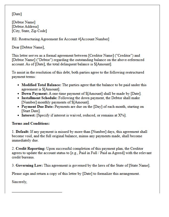Delinquent Account Restructuring Agreement Letter