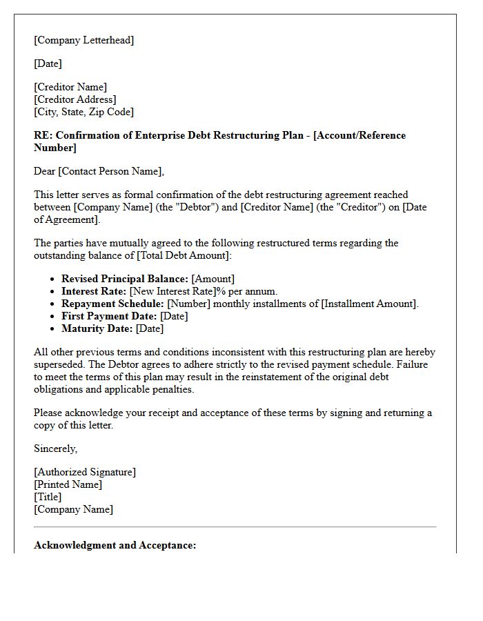 Enterprise Debt Restructuring Plan Confirmation Letter
