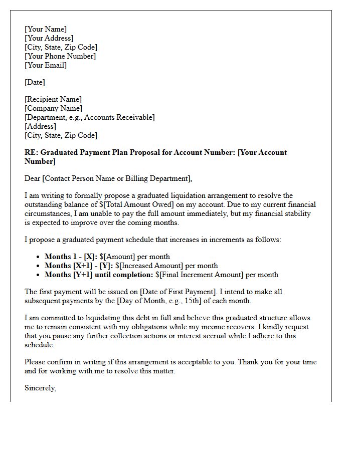 Graduated Balance Liquidation Arrangement Letter