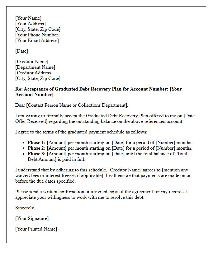 Graduated Debt Recovery Plan Acceptance Letter