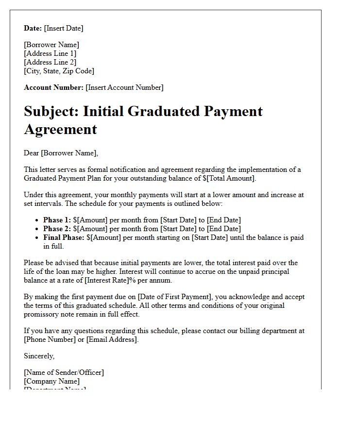 Initial Graduated Payment Agreement Letter