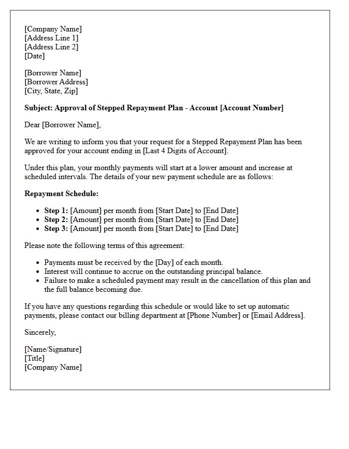 Stepped Repayment Plan Approval Letter