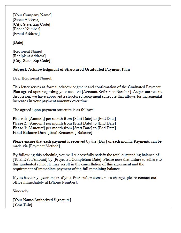 Structured Graduated Payment Acknowledgment Letter