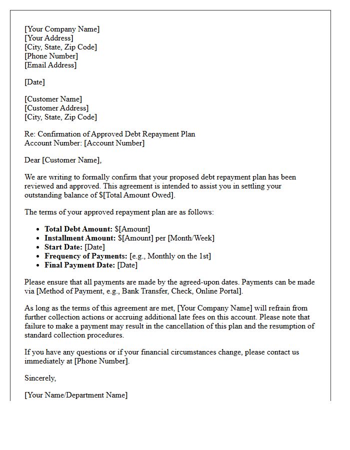 Approved Debt Repayment Plan Confirmation Letter