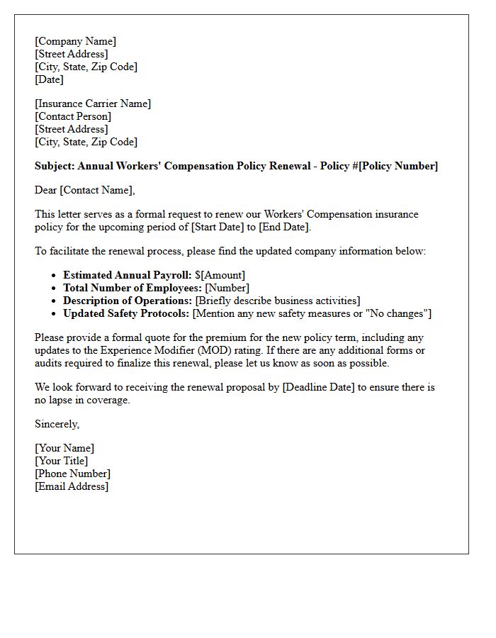 Annual Employer Workers Compensation Renewal Letter