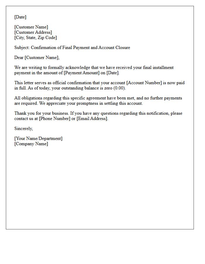 Final Installment Received And Balance Zero Confirmation Letter