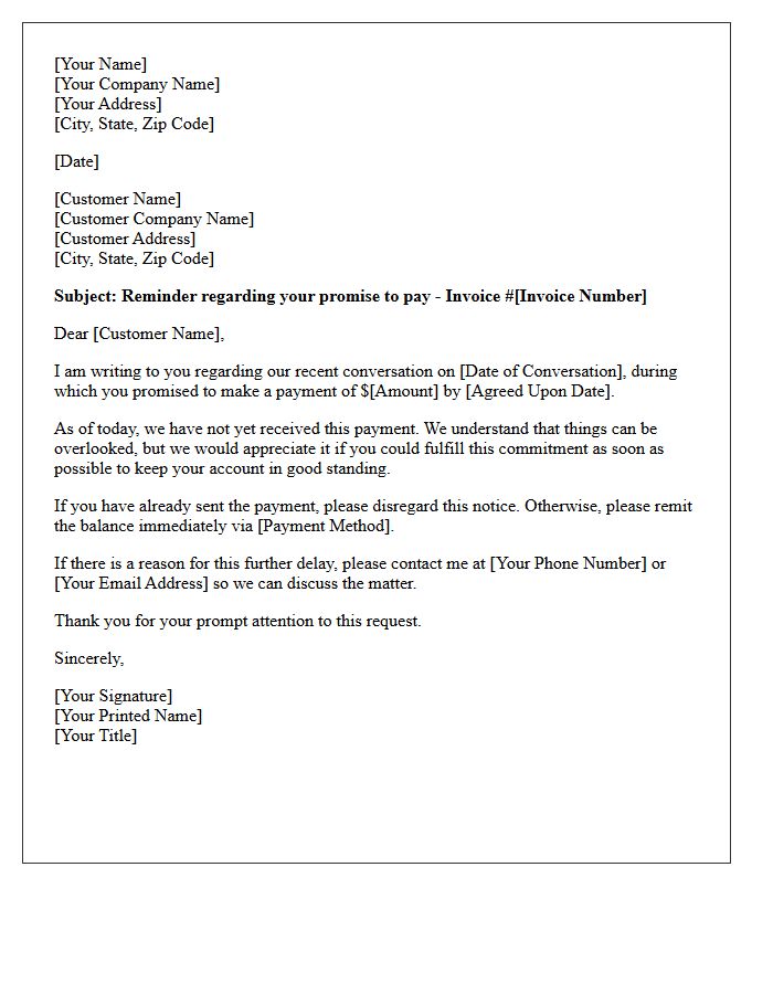 First Request for Honoring Payment Promise Letter
