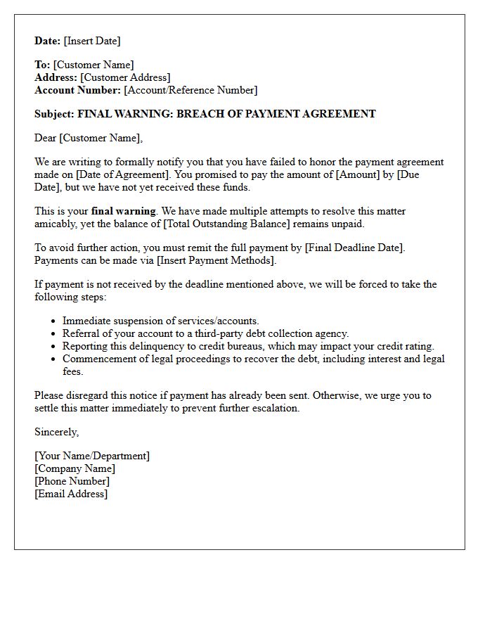 Final Warning Letter for Broken Payment Promise