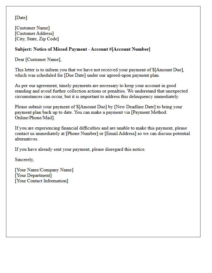 Broken Payment Plan Agreement Reminder Letter