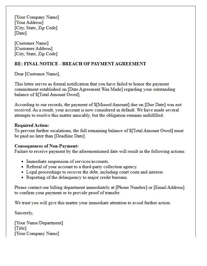 Final Resolution Letter for Broken Payment Commitment