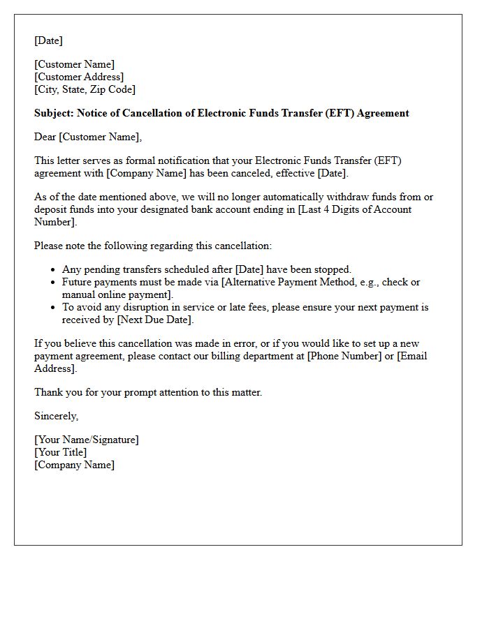Notice of Canceled Electronic Funds Transfer Agreement Letter