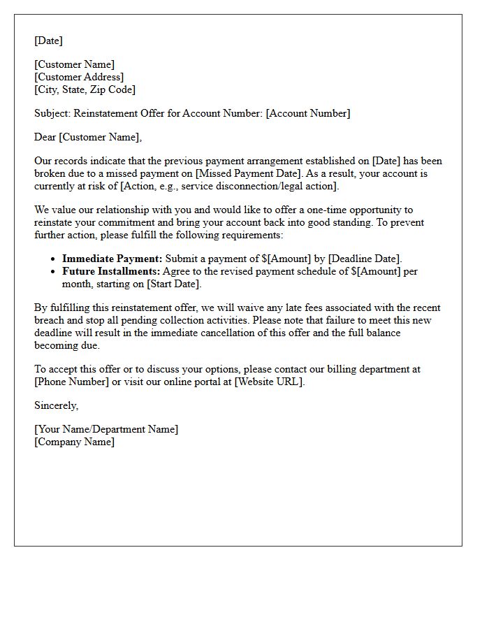 Broken Commitment Reinstatement Offer Letter