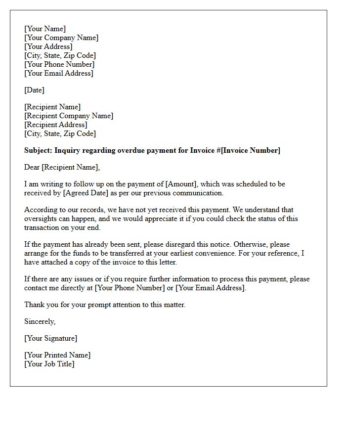 First Inquiry Letter on Overdue Promised Payment