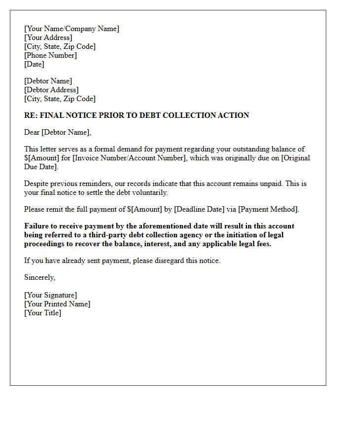 Failure to Pay Will Result in Further Debt Collection Action