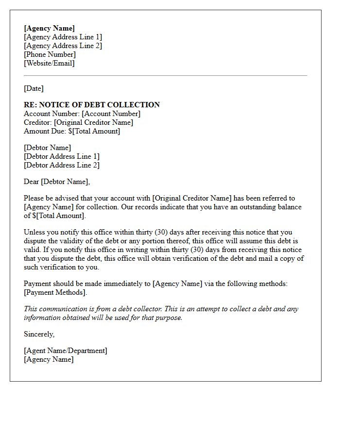 Official Debt Collection Agency Letterhead