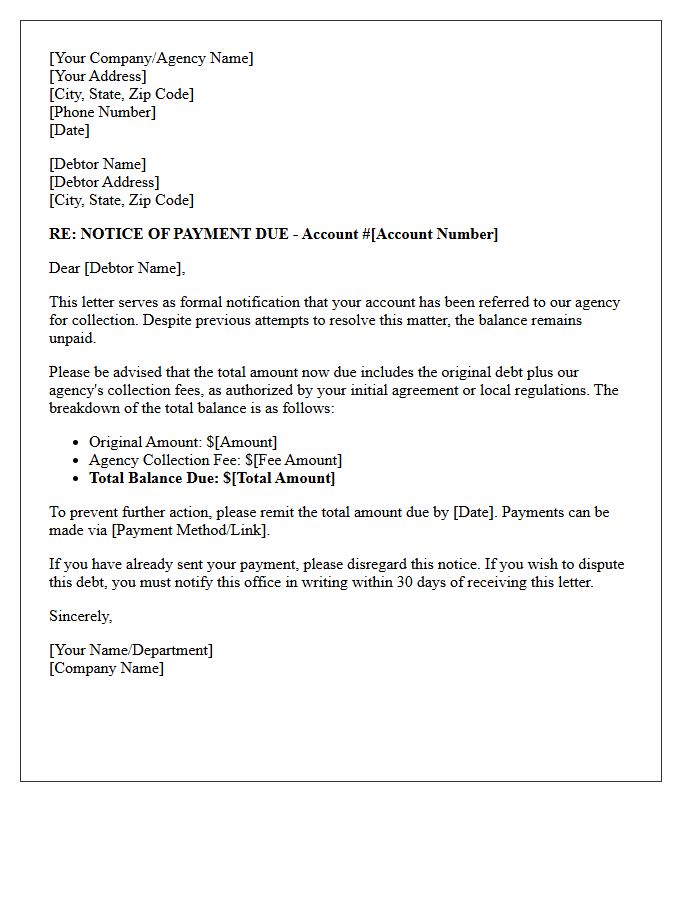 The Original Amount Plus Our Agency Fee Is Now Due