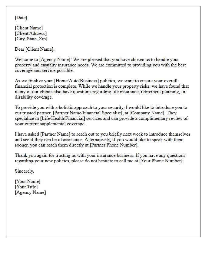 Property and Casualty Welcome and Immediate Referral Letter