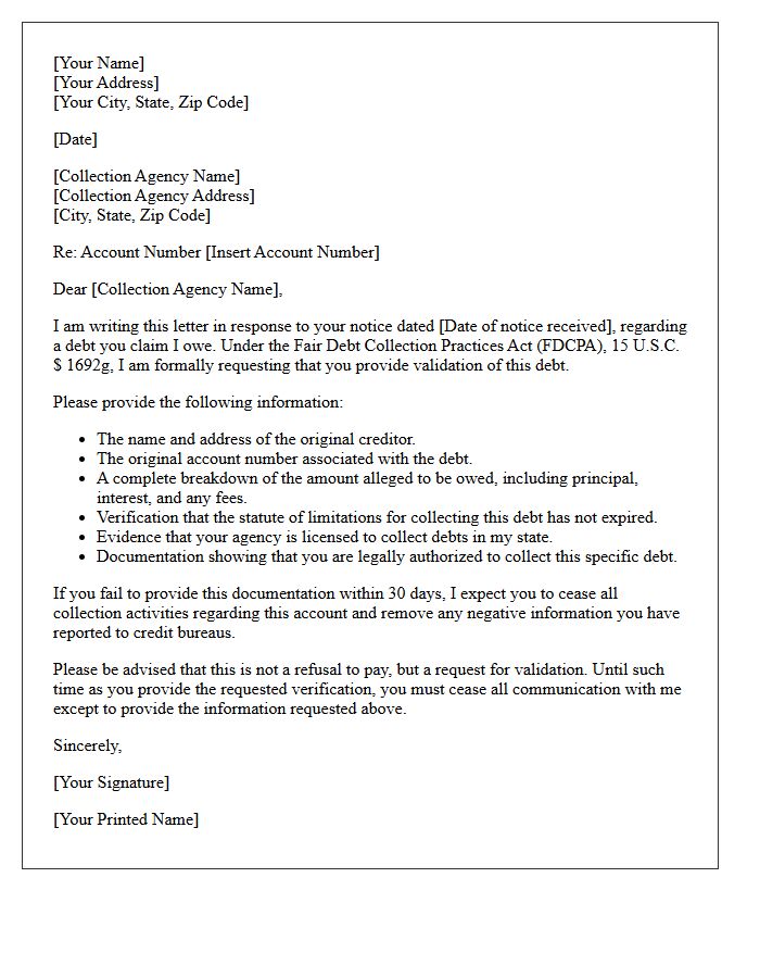 Debt Validation Notice Letter