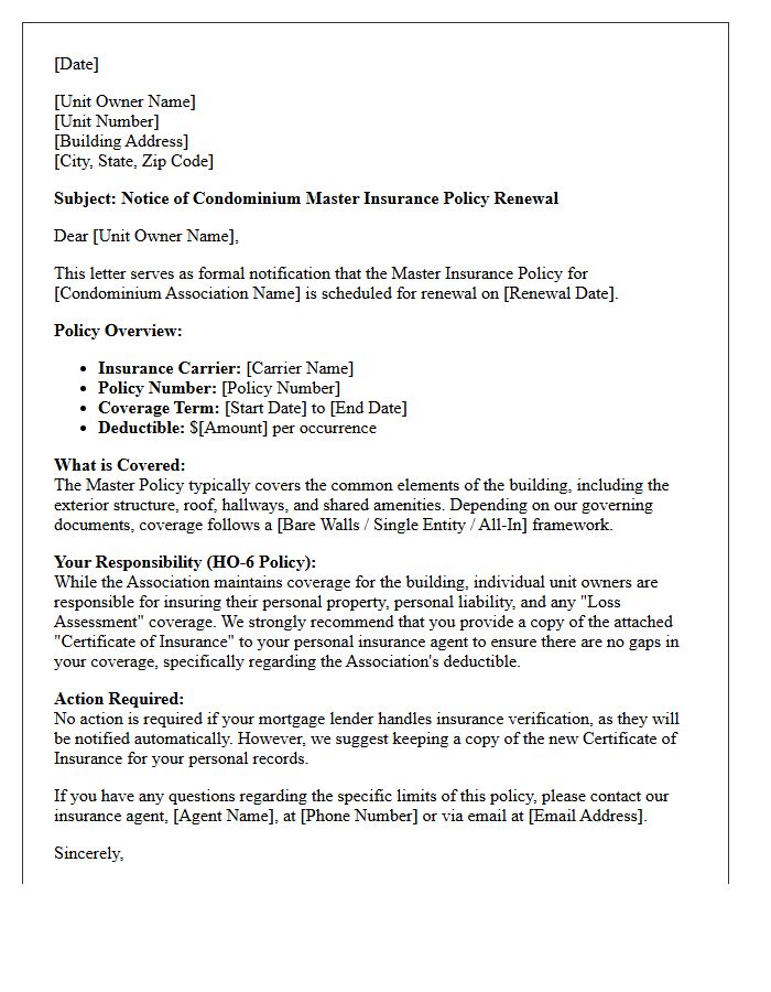 Comprehensive Condominium Insurance Renewal Letter