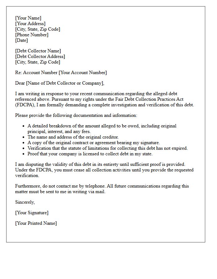 Demand for Complete Debt Investigation Response Letter