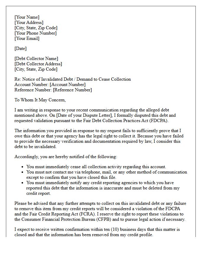 Notice Of Invalidated Debt Following Investigation Letter